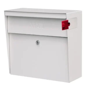 Secure white mailbox with mail slot