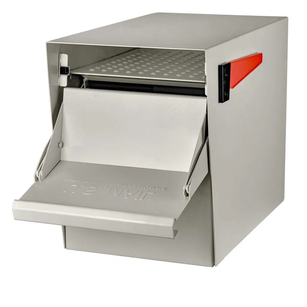 A compact dough sheeter machine with a roller and tray.