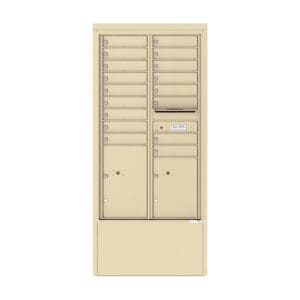 Beige cluster mailbox with multiple compartments