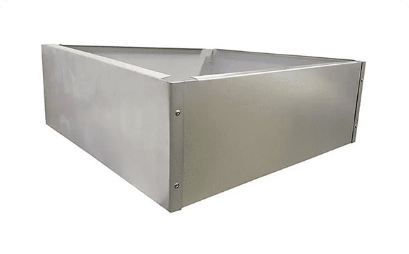 Industrial metal casing, corner view