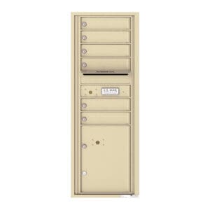 Beige multi-compartment mailbox unit