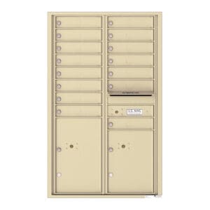 Beige communal mailbox unit