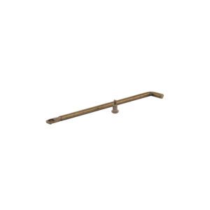 Bronze-colored metal bar with screw.