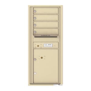 Vertical beige mailbox with multiple compartments