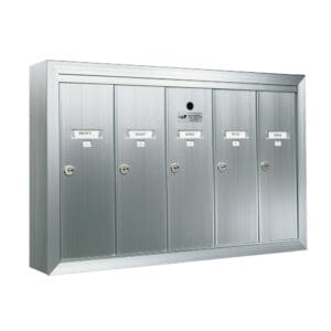Silver wall-mounted mailbox unit