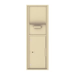 Tall beige mailbox with locking door
