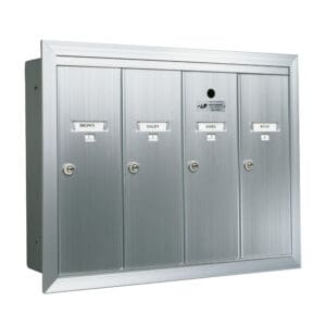 Silver wall-mounted mailbox unit