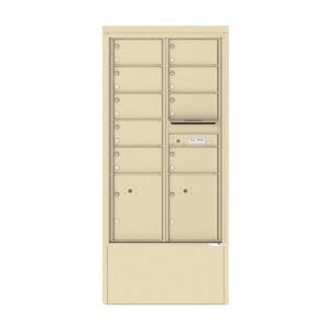 Tan multi-unit mailbox cabinet