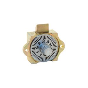 Metal mechanical timer with numerical dial.