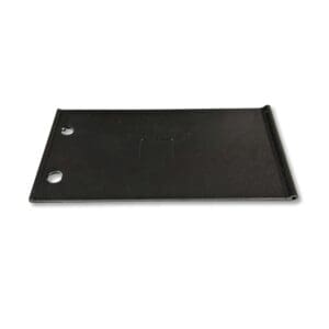 Dark steel panel with perforations