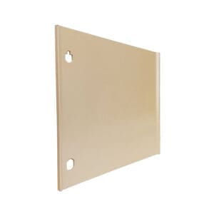 Beige metal sheet with keyhole slots
