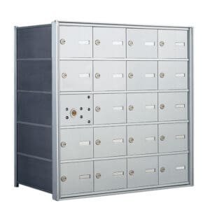 Bank of silver postal lockers