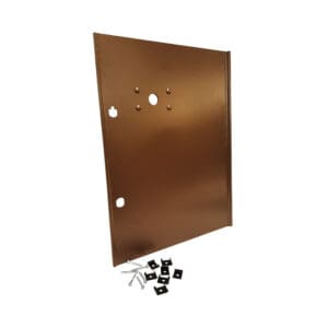 Brown metal plate with screws