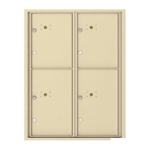 Four beige mailbox compartments