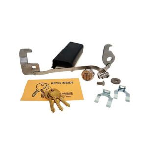 Mail lock kit with keys and components.