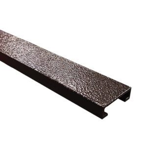 Textured metal strip with rectangular profile.