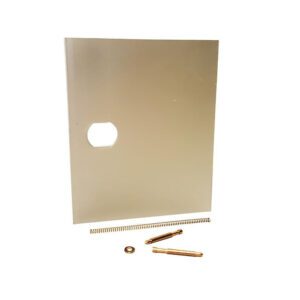 Metal plate with hole and components.