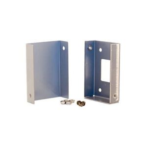 Metal bracket kit with screws and anchors.