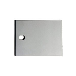 Rectangular metal plate with hexagonal hole.