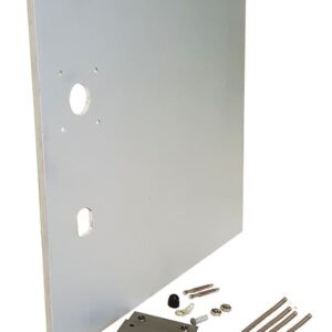 Metal panel with mounting hardware and screws.