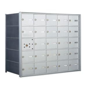 Metallic mailbox unit with multiple compartments