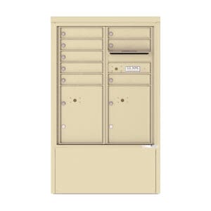 Beige metal USPS mailbox unit