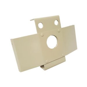 Metal mounting bracket with circular holes.