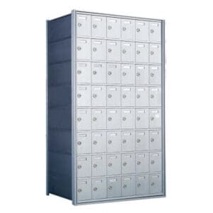 Tall silver mailbox unit