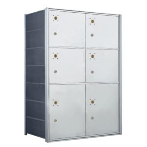 Silver steel locker unit with doors