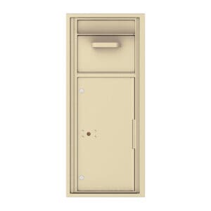 Beige wall-mounted mailbox with lock
