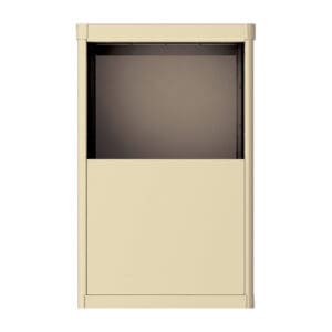 Vertical beige trash container