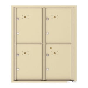Four beige mailbox compartments
