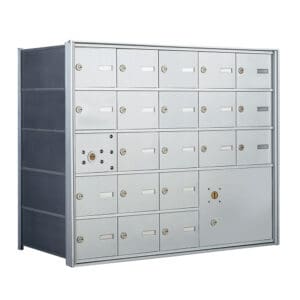 Metallic mailbox unit with multiple compartments