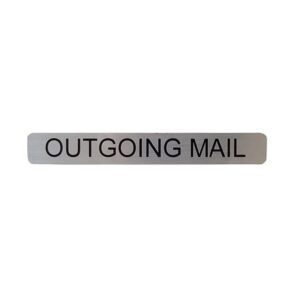 Outgoing Mail" sign on a silver background.