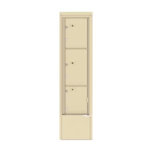 Lockable beige postal box with doors.