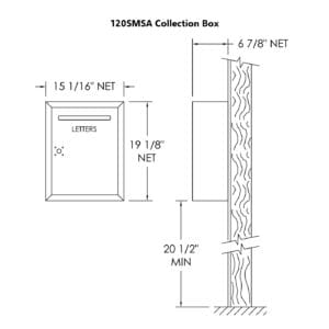 Side view of collection box dimensions