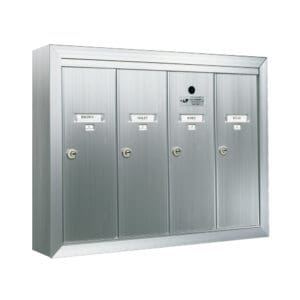 Four-compartment metal mailbox for apartments