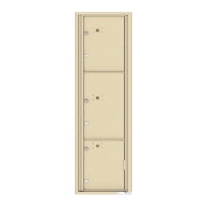 Tall beige storage cabinet with doors